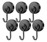 FINDMAG 100lbs+ Magnetic Hooks Heavy Duty, Extra Strong Magnetic Hooks for Cruise Cabins, Large Magnet Hooks for Refrigerator, Magnetic Hanger for Garage, Kitchen, Garden, Locker Accessories, 6 Pack
