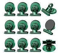 FINDMAG 12 Pack Fridge Magnets, Green Magnetic Clips for Fridge and Office | Magnetic Clips for Whiteboard, Organization Kitchen Accessories, Decoration Gifts, Photo Frames, Classroom, Kitchen