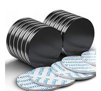 FINDMAG 12 Pack Strong Magnet, 30 x 3 mm 8 KG Pull Neodymium Magnets, Black Corrosion & Oxidation Resistant Disc Magnet, Fridge Magnets with Double-Sided Adhesive, Permanent for Crafts, DIY