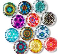 FINDMAG 12 Pcs Glass Fridge Magnets, Cute Fridge Magnet Sticker, Strong Refrigerator Magnets Heavy Duty, Small Magnets for Whiteboard, Classroom, Kitchen, Office, Home and Cabinet