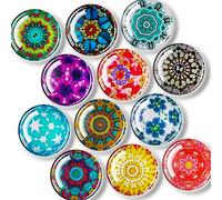 FINDMAG 12 Pcs Glass Fridge Magnets, Cute Fridge Magnet Sticker, Strong Refrigerator Magnets Heavy Duty, Small Magnets for Whiteboard, Classroom, Kitchen, Office, Home and Cabinet