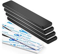 FINDMAG 4 Pack Neodymium Magnets, 60 x 10 x 3 mm, Black, with Double-Sided Adhesive, Versatile Magnets for Magnetic Boards, Refrigerators, Whiteboards, Walls, Wood, Plastic, Fabric