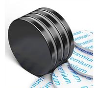 FINDMAG 4 Pack Strong Magnet, 30 x 3 mm 8 KG Pull Neodymium Magnets, Black Corrosion & Oxidation Resistant Fridge Magnets, Whiteboard Magnet with Double-Sided Adhesive for Crafts, Tools, DIY