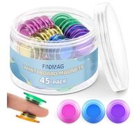 FINDMAG 45Pack Colorful Fridge Magnet, Transparent Magnets, Small Strong Magnet, Round Decorative Magnets, Tiny Funny Magnets for Whiteboard Locker Gift