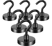FINDMAG 6 Pack Magnetic Hooks, 50 lb+ Pull Extra Strong Neodymium Magnet Hooks, Magnetic Hooks Heavy Duty, Magnetic Hooks for Fridge, Magnets with Hook for Hanging, Towel, Kitchen, Bathroom