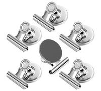 FINDMAG 6 Pack Silver Magnetic Clips, Strong Heavy Duty Clips, Fridge Magnets Clip, Whiteboard Magnets Clip, Metal Magnet Clips for Refrigerator, Whiteboard, Office, Classroom