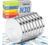 FINDMAG 8 Pack Magnets, 30 x 3 mm Super Strong Neodymium Magnets, Magnet Strong with Double-Sided Adhesive, Permanent Rare Earth Magnet for Whiteboards, Fridge, Building, Craft,DIY