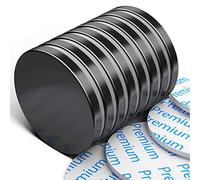 FINDMAG 8 Pack Strong Magnets, 30 x 3 mm 8 KG Pull Disc Magnets, Black Corrosion & Oxidation Resistant Neodymium Magnet, Fridge Magnet with Double-Sided Adhesive, Permanent for Whiteboards