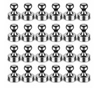 FINDMAG, Black Fridge Magnets, 24 Pack Magnetic Push Pins for Whiteboard, Neodymium Thumb Tacks, Small Magnetic Pins for Office, Fridge, Map, Classroom & Photos
