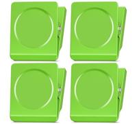 FINDMAG Extra Strong Magnetic Clips Heavy Duty, 4 Pack Super Large Magnetic Clips, Magnetic Clip for Home, Fridge, School, Kitchen (Green)