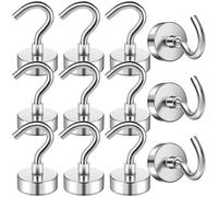 FINDMAG Magnetic Hooks for Cruise Cabins,14kg Neodymium Magnetic Hook for Fridge, Magnet Hooks for Motorhome,Campervan,Van and Clothes Hanging Essentials (12 Pack,Silver)