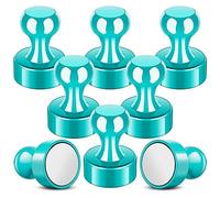 FINDMAG Strong Fridge Magnets, 8 Pack Magnetic Push Pins for Refrigerator and Noticeboard, Small Whiteboard Magnets for Crafts, Planner, School Office Locker Accessory (Blue)