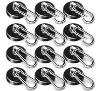 FINDMAG Strong Magnetic Hooks, 100LBS Neodymium Magnet with Swivel Carabiner Hook, Cruise Ship Essentials, Heavy Duty Magnetic Hooks for Hanging, Garage, Kitchen, Grill, Office -12 Pack