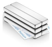 FINDMAG Super Strong Neodymium Magnets, 6 Pack 60 x 10 x 5 mm Bar Magnets, Strong Fridge Magnet, Rare Earth Magnet with Double-Sided Adhesive, Extremely Powerful Whiteboard Magnetic Bar for Multi-Use