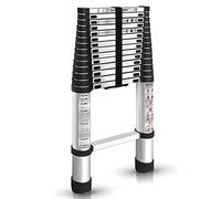 findmall 14.5FT / 4.4M Aluminum Telescopic Ladder Folding Step Inward Sliding Retraction Extension Ladder Multi-Use Non-Slip Collapsible Ladder Telescoping Ladders