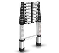 findmall 14.5FT / 4.4M Aluminum Telescopic Ladder Folding Step Inward Sliding Retraction Extension Ladder Multi-Use Non-Slip Collapsible Ladder Telescoping Ladders