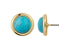 findout 14K rose gold plated titanium steel turquoise bean earrings.for women girls. (1732)