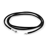 findout 2mm Black Silk Cord Chain Necklace Thin Soft Rope with Sterling Silver Clasp 14 ;16", 18", 20", 24",26. 28. 30"32 Inch Jewelry Gift For Men Women Girl Boy(24 IN)