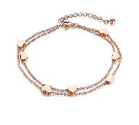 findout ladies 14K rose gold plated titanium steel wire perfect seven hearts anklet/Bracelets ,for women girls,(f1235) (Bracelets)