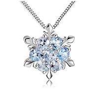 Findout Ladies Swarovski Element Blue / White / Pink / Amethyst / Multicolor Crystal Snowflake Pendant Necklace For Women Girls,(f1634) (Blue Pendant)