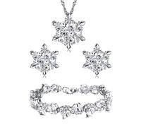 findout sterling silver Amethyst blue Crystal Heart Shape Cubic Zircons Set Earring and Pendant Necklace/silver bracelet (f1682) (blue Pendant+Earring+bracelet)