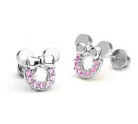 findout sterling silver Cubic Zircons hollow Mickey Mouse earrings .for women girls .(f1696)