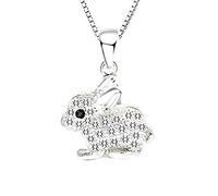 findout sterling silver diamond rabbit bunny pendant necklace (f1421)