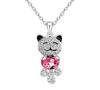findout Women Heart Necklace Silver Cubic Zirconia Blue Pink Amethyst Heart Pendant Necklace For Girls Childen(f100), Metal
