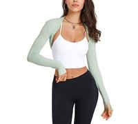 FindThy Women’s Casual Open Front Bolero Cooling Shawl Arm Sleeve Crop Top Shrug Covers, Mint Green, Medium