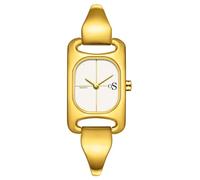 findtime Analogue Women's Watch Rectangular Wrist Watch Women's Fashion Women's Watch Quartz 3ATM Waterproof Fashion Individual Style Casual Business Watch, Gold white