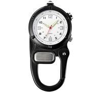 findtime Clip On Watch Pocket Carabiner Watches with Flashlight Second Hand Nursing Unisex Backpack Buckle Belt Portable Watch Use for Field Work Climbing Hiking Outdoor Activities Sports, Black,