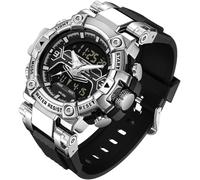 findtime Cool Designer Mens Watches Blue Large Face Mascul Relojes para Hombres Unique Electronics Sports Military Bolder Running Heavy Duty Watch, Silver, sport