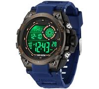 findtime Digital Watch for Boys Men Military Sport Outdoor Watch with Timer/Double Time/Alarm/Calendar/Stopwatch/Shockproof, blue-black, Strap.