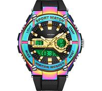 findtime Digital Watch Men's Sports Military Watches Men 5ATM Waterproof Men's Watch Electronic with Timer Alarm Dual Time Tactical Watch Outdoor Wristwatches Large Lighting Colourful Watch, purple