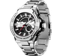 findtime Men Military Watch Digital Analogue Watches Waterproof Stainless Steel Watch Sport Outdoor Tactical Wrist Watch with Alarm Stopwatch Led Calendar