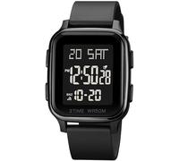 findtime Men's Digital Watch Multifunction 5ATM Waterproof Silicone Strap LED Large Men's Sports Watch with Alarm Date Stopwatch 12/24H, Black