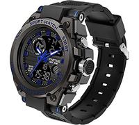 findtime Men's Sports Watch Military Digital Analogue Watch Men with Alarm Stoop Clock Timer Electronic Watches Shockproof LED Waterproof Outdoor Cool Watch Colourful Teenagers, blue-black, Strap.