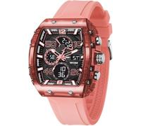 findtime Men's Watches Digital Watch Rectangular Sports Watch Men's Watch Digital Analogue Stopwatch Military Boys Watch Outdoor 5ATM Waterproof Tactical Watch Sporty, pink, Strap.