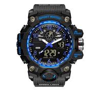 findtime Military Watch Men's Watch Digital Sport Blue Green Black Men's Watch Digital Watch Chronograph Men's 5 ATM Waterproof Military Watch Tactical Outdoor Stopwatch Alarm Clock Sports Watch Men