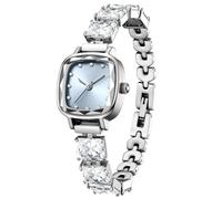 findtime Minimalist Womens Analogue Watches for Ladies Diamond Simple Stylish Elegant Crystal Watches for Women Alloy Waterproof Casual Jewelry Wrist Watch Silver Watch