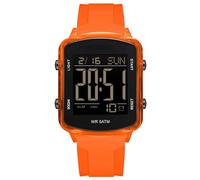 findtime Rectangular Digital Watch Waterproof Men's Women's Watch Luminous Numbers with Large Number Transparent Case Chronograph Stopwatch Alarm Outdoor Multifunction Sports Watch Gold White, orange