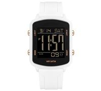 findtime Rectangular Digital Watch Waterproof Men's Women's Watch Luminous Numbers with Large Number Transparent Case Chronograph Stopwatch Alarm Outdoor Multifunction Sports Watch Gold White, Gold