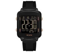 findtime Rectangular Digital Watch Waterproof Men's Women's Watch Luminous Numbers with Large Number Transparent Case Chronograph Stopwatch Alarm Outdoor Multifunction Sports Watch Gold White, Gold
