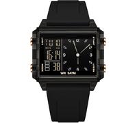 findtime Rectangular Wrist Watch Sports Watch Digital Analogue Silicone Strap Coloured Digital Watch Men Women Teenager Watch Coutdown Stopwatch Dual Time 5ATM Waterproof Designer, Transparent black