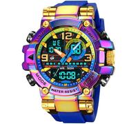 findtime Relojes para Hombres Cool Designer Mens Watches Big Face Digital Sports Watch for Men with LED Backlight/Alarm/Date/Dual Time Zone/Stopwatch, ColorBlue, casual