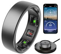 findtime Smart Ring Heart Rate Monitor Sleep Tracker Blood Oxygen Monitor Fitness Tracker Step Counter Calories Gesture Control Waterproof Health Smart Rings for Men Women Wireless Charging