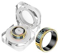 findtime Smart Ring with Display Fitness Tracker Heart Rate Monitor Sleep Tracker Blood Oxygen Step Counter Pedometer Fitness Ring Waterproof Health Smart Rings for Men Women