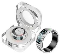 findtime Smart Ring with Display Fitness Tracker Heart Rate Monitor Sleep Tracker Blood Oxygen Step Counter Pedometer Fitness Ring Waterproof Health Smart Rings for Men Women