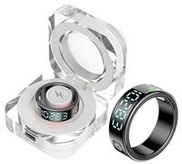 findtime Smart Ring with Display Fitness Tracker Heart Rate Monitor Sleep Tracker Blood Oxygen Step Counter Pedometer Fitness Ring Waterproof Health Smart Rings for Men Women