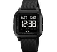 findtime Square Digital Watch LED Large Digits Numbers Watch for Men Women Unisex Outdoor Digital Sports Watch with Alarm/Timer/Double Time/Stopwatch/12/24H, black, Casual